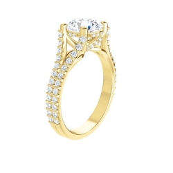 Custom Good Old Gold Split Prong 14K Gold Engagement Ring thumbnail 5