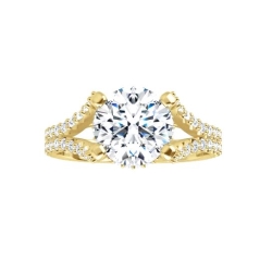 Custom Good Old Gold Split Prong 14K Gold Engagement Ring thumbnail 6