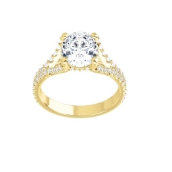 Custom Good Old Gold Split Prong 14K Gold Engagement Ring thumbnail 7