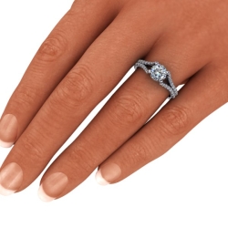 Custom Good Old Gold Split Prong 14K Gold Engagement Ring thumbnail 3