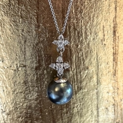 GOG Collection  Necklace EST-14K WHITE GOLD BLACK PEARL thumbnail 1