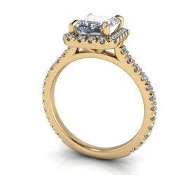 Custom Good Old Gold Engagement Ring w. Diamond Halo thumbnail 2