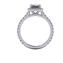 Custom Good Old Gold Engagement Ring w. Diamond Halo thumbnail 4