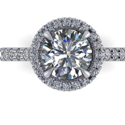 Custom Good Old Gold Engagement Ring w. Diamond Halo thumbnail 6