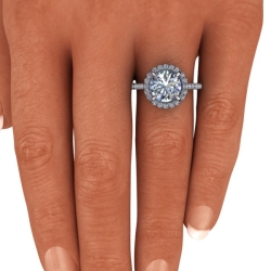 Custom Good Old Gold Engagement Ring w. Diamond Halo thumbnail 8
