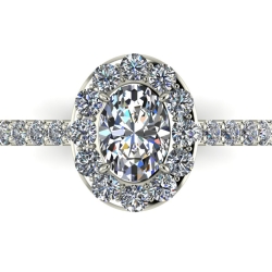 Custom Good Old Gold Engagement Ring w. Diamond Halo thumbnail 2