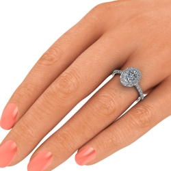 Custom Good Old Gold Engagement Ring w. Diamond Halo thumbnail 4