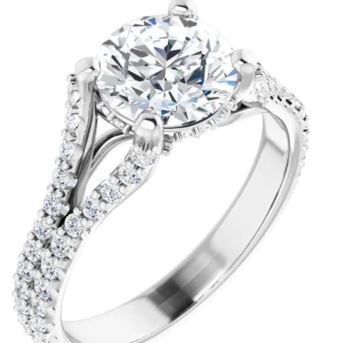 Custom Good Old Gold Split Prong 14K Gold Engagement Ring