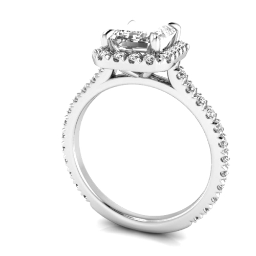 Custom Good Old Gold Engagement Ring w. Diamond Halo