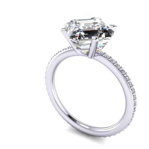 Custom Good Old Gold Ring for Asscher Cut Engagement Ring