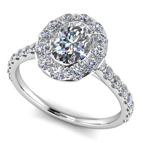 Custom Good Old Gold Engagement Ring w. Diamond Halo