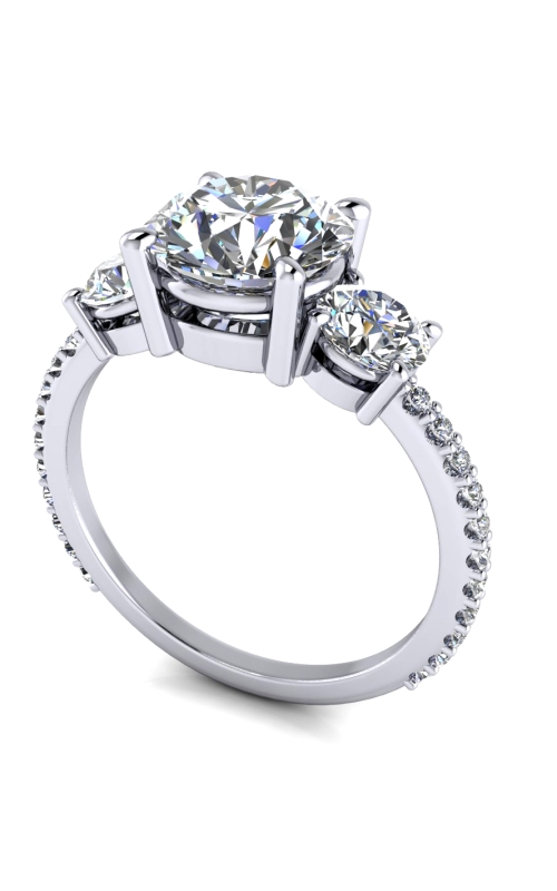 Custom Good Old Gold Three Stone Engagement Ring