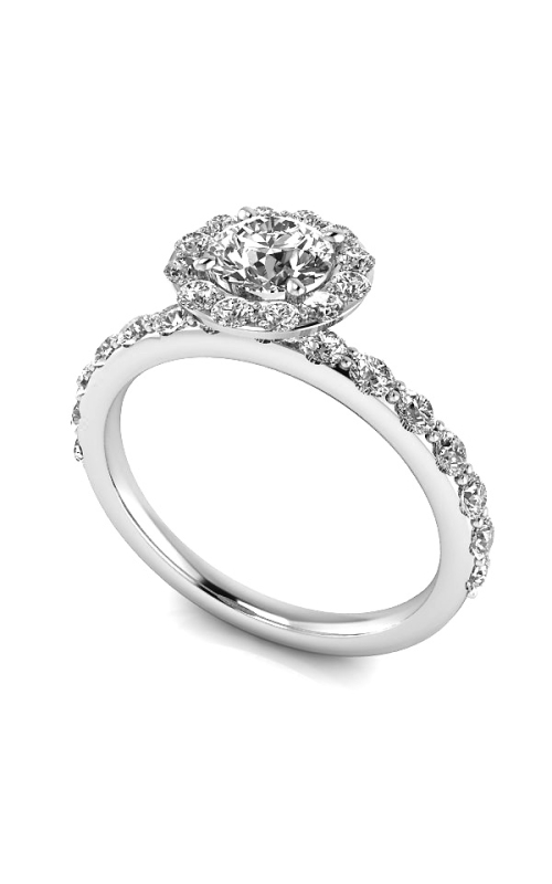 Custom Good Old Gold Engagement Ring w. Diamond Halo