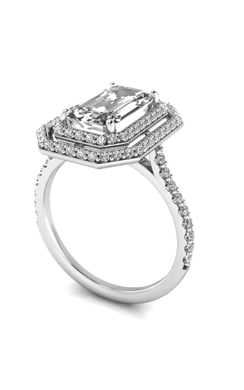 Custom Good Old Gold Engagement Ring w. Emerald Diamond Halo
