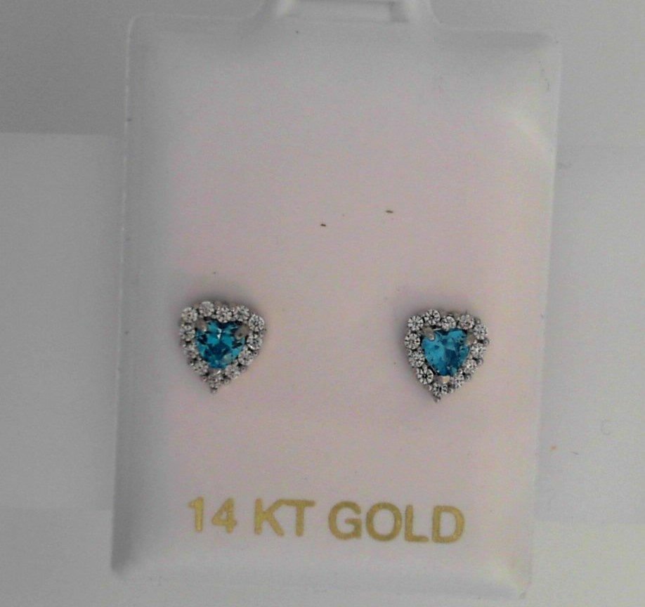 GOG Collection  Earrings M&J-14KWBLUEHALOSTUD