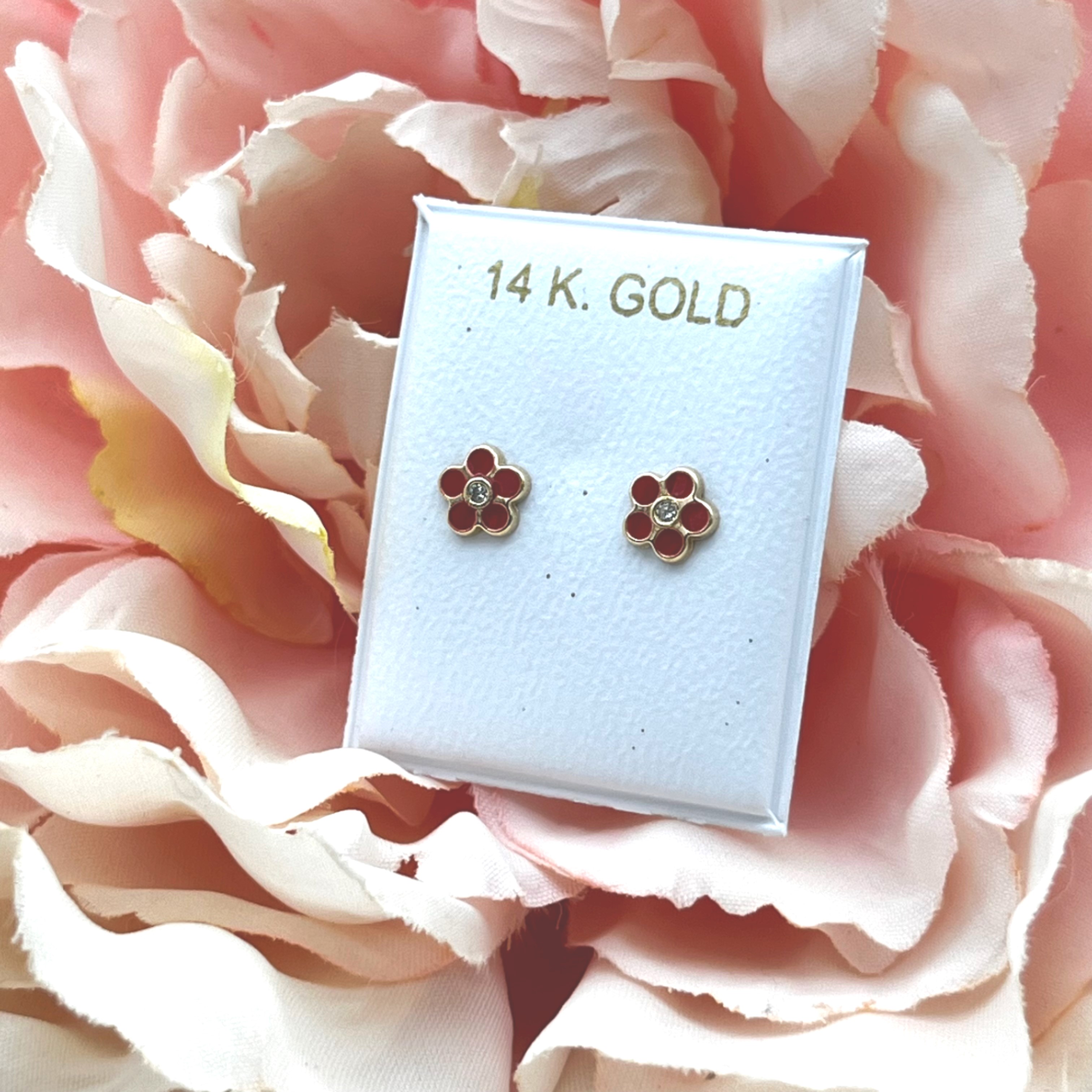GOG Collection  Earrings M&J-14KYREDFLOWER