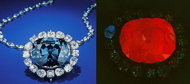 The world renown Hope Diamond does in fact fluoresce to a very strong reddish/orange.