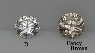 A Fancy Brown Diamond Alongside a D