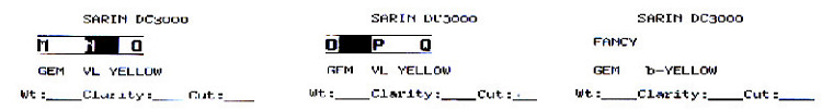 Colorimeter results of the near colorless diamonds